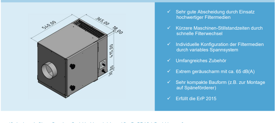 ifs-industriefilter 过滤器 IFMC 500 配备高品质滤材